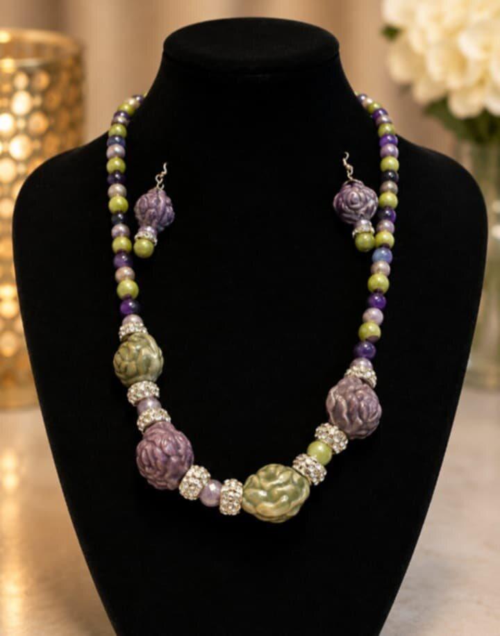 Amethyst Rose Carved Set