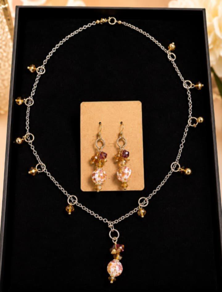 Lampwork Rose Chain Set