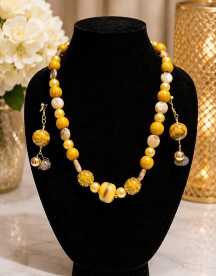 Mustard Bloom Necklace Set